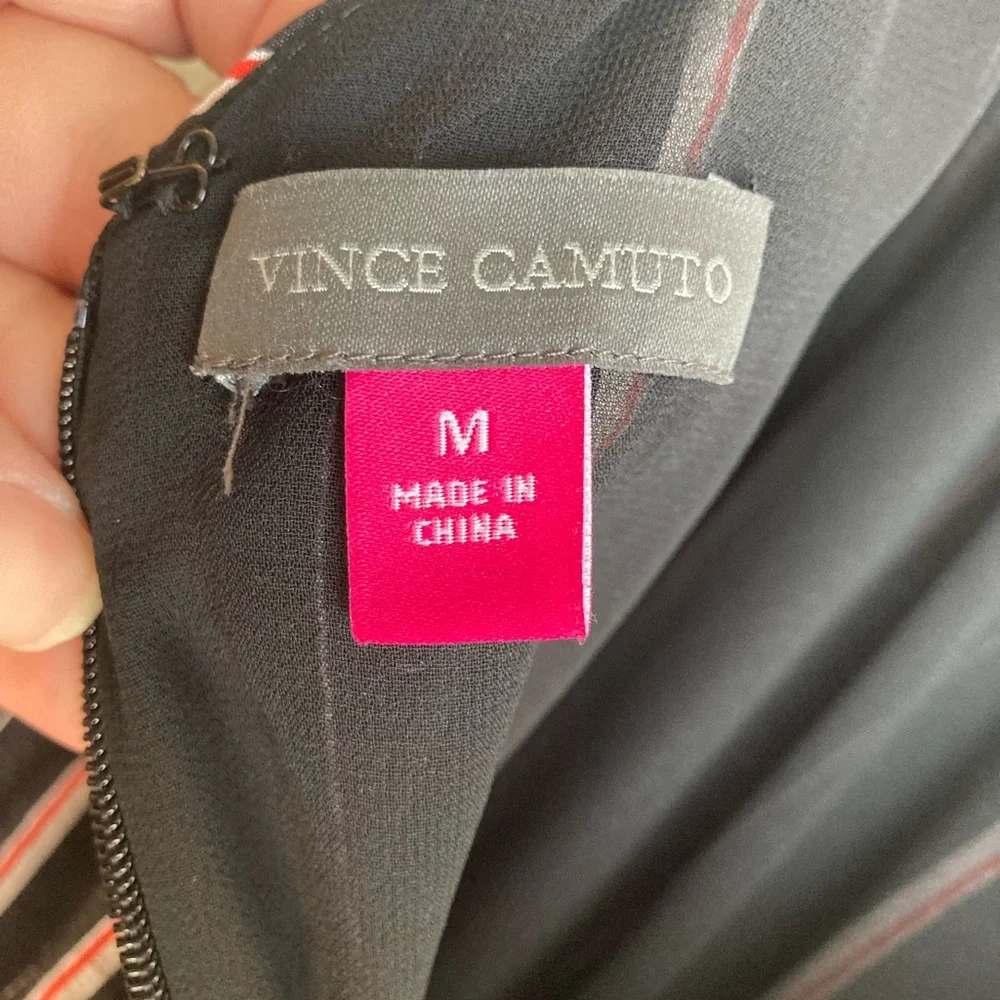 Vince Camuto Women's spaghetti strap black wide leg striped jumpsuit, Sz M - Picture 12 of 17